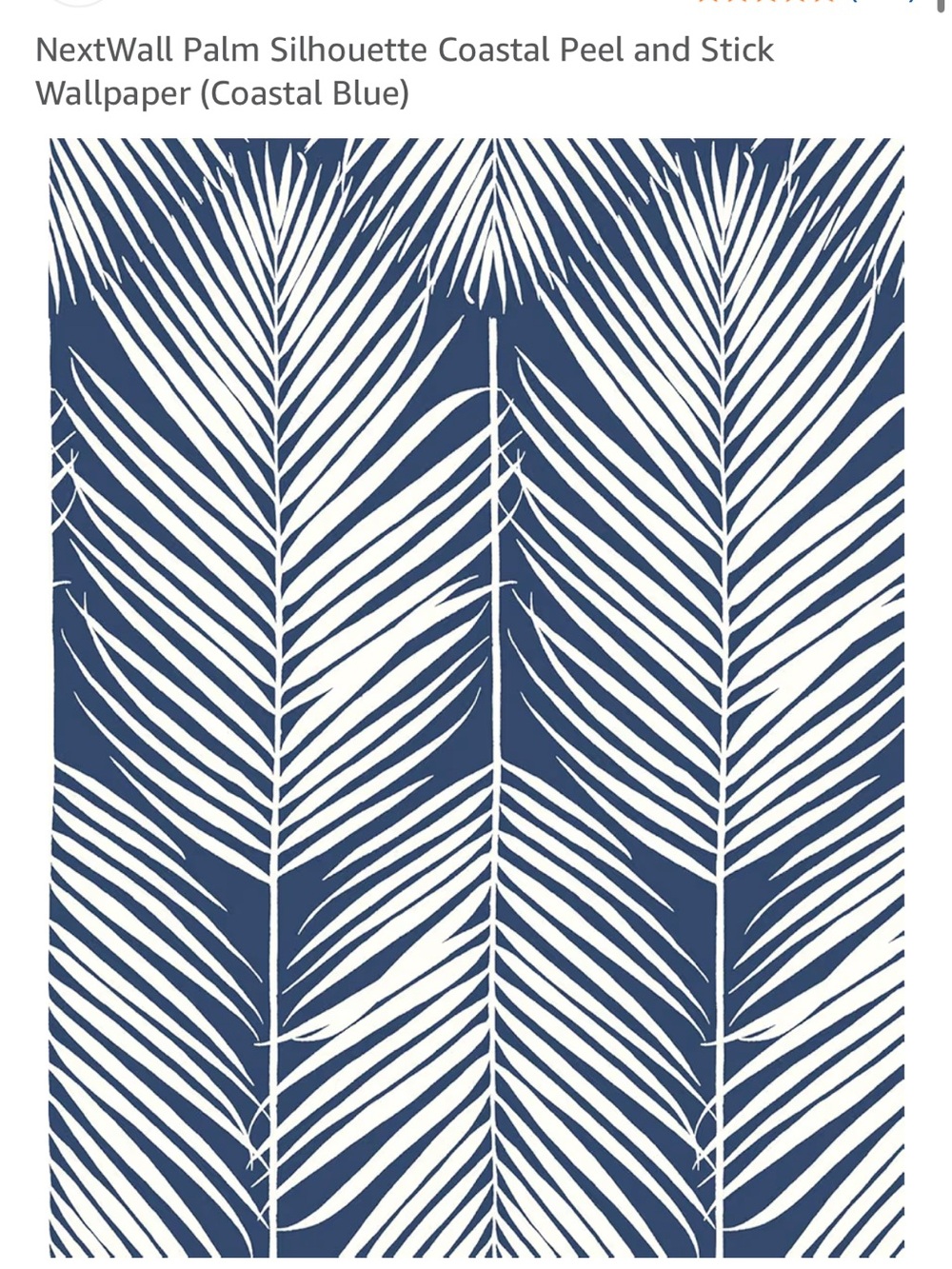 Palm Silhouette Peel & Stick Wallpaper - Coastal Blue and White